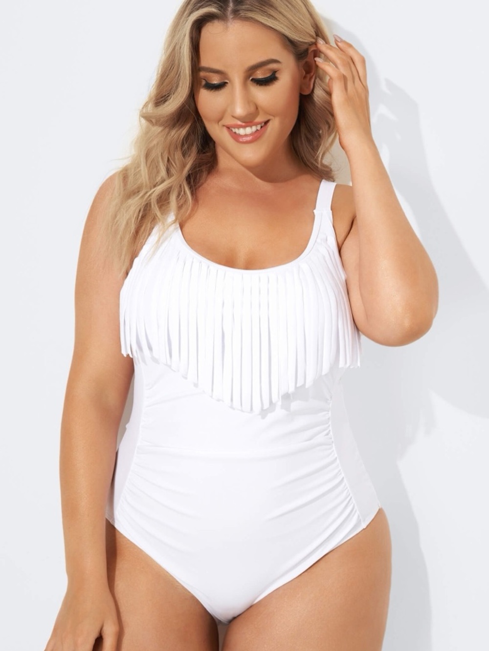 Fringe White One-Piece Swimsuit